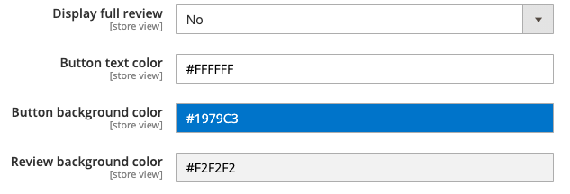 Review widget display configuration