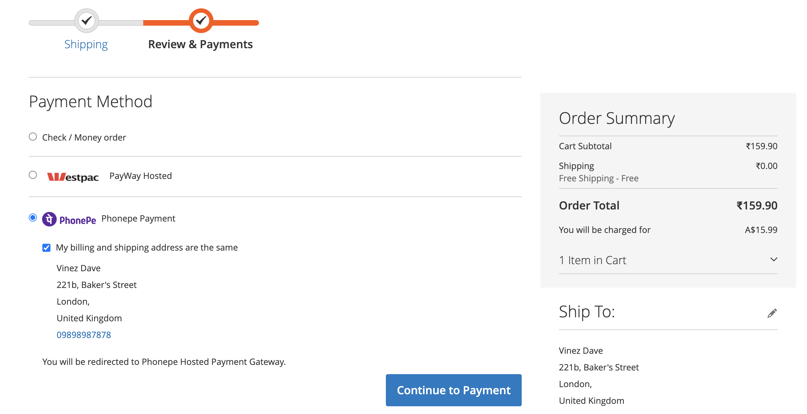 PhonePe Payment Gateway in Magento 2 Checkout