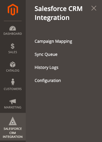 Magento 2 Salesforce Campaign Mapping Menu