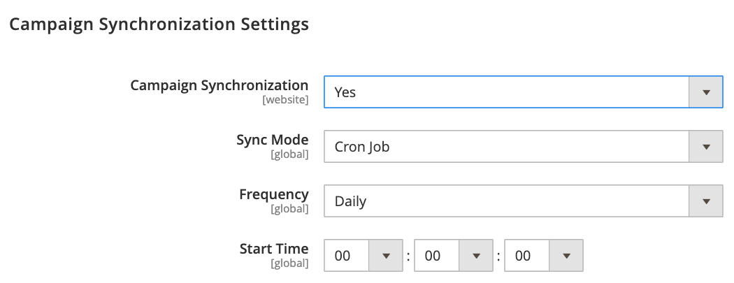 Magento 2 Salesforce Campaign Sync Settings