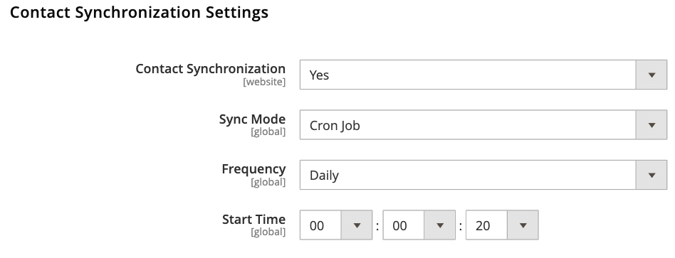 Magento 2 Salesforce Contact Sync Settings