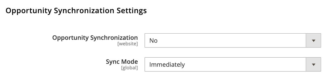 Magento 2 Salesforce Opportunity Sync Settings