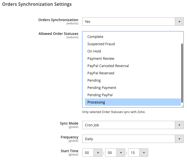 Magento 2 Salesforce Order Sync Settings