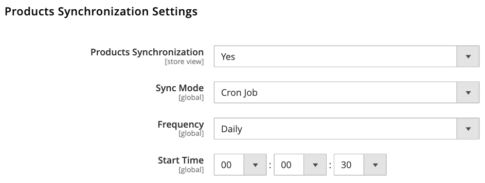 Magento 2 Salesforce Product Sync Settings