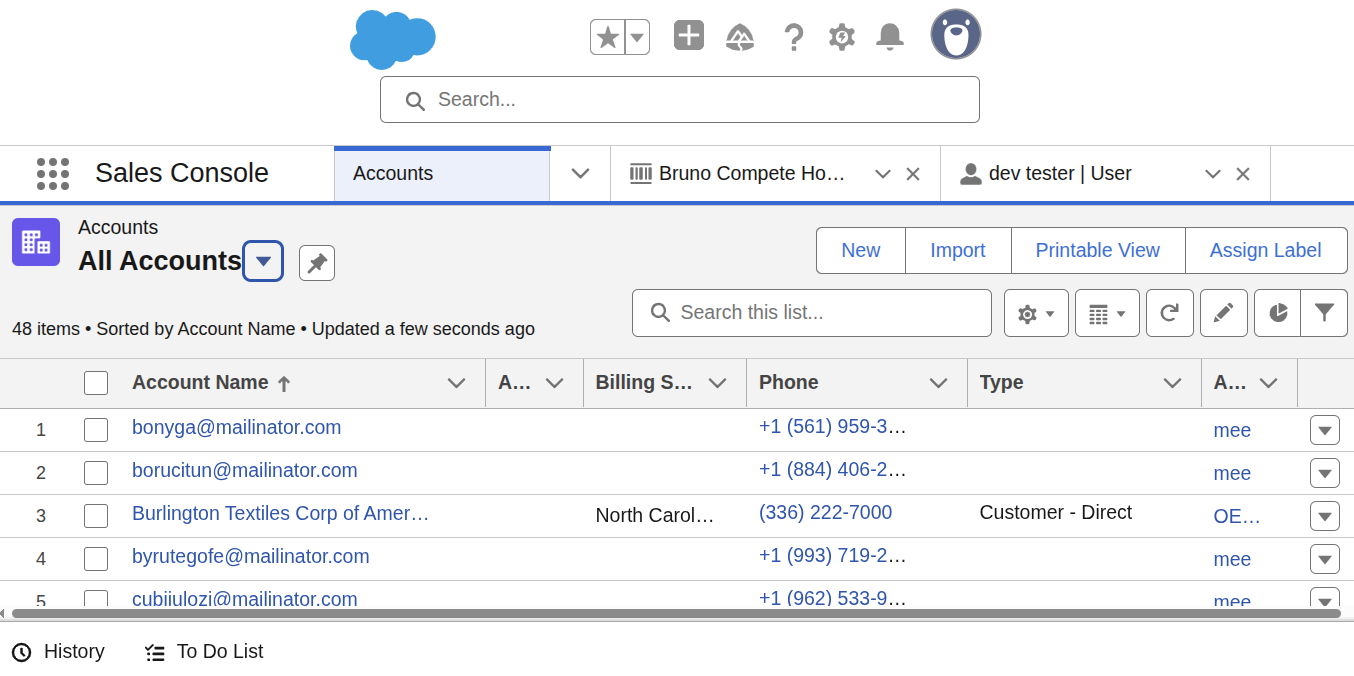 synced accounts at Salesforce