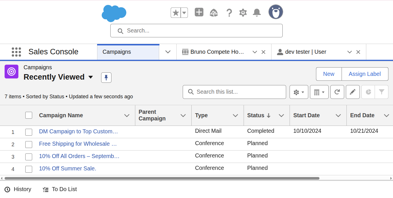 sync campaigns at Salesforce