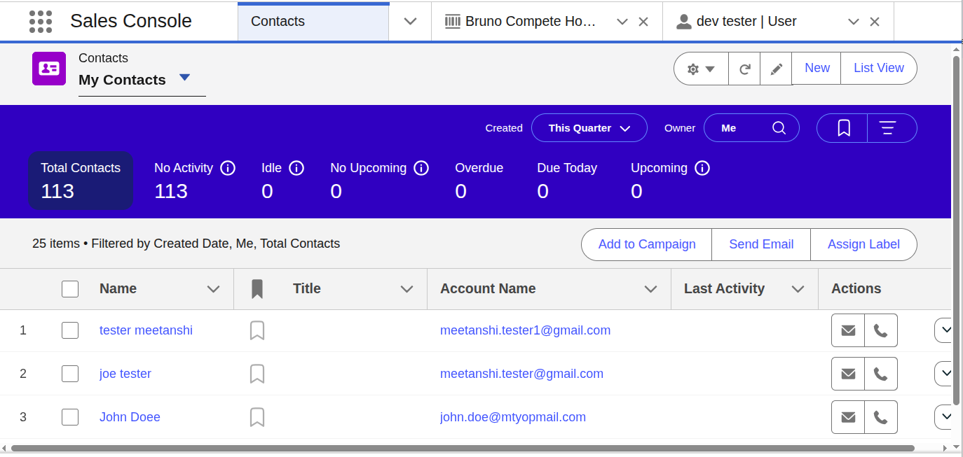 synced contacts at Salesforce