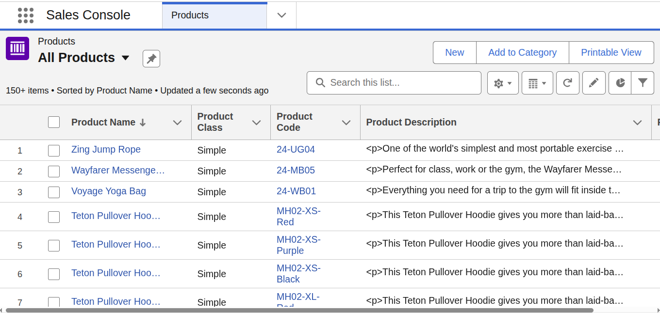 synced products at Salesforce