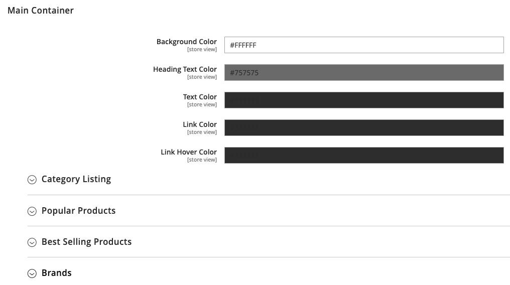 Main Container Colors