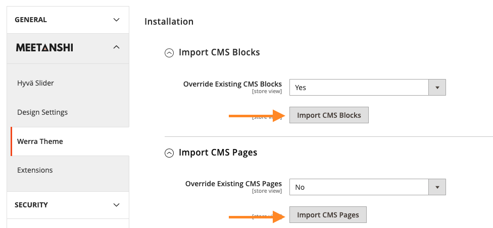 Import CMS Blocks & Pages