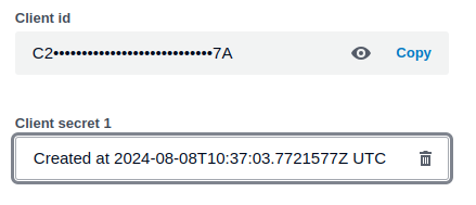 Enter client id and secret