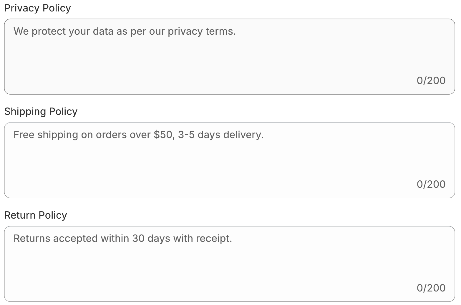 Add policies to chatbot