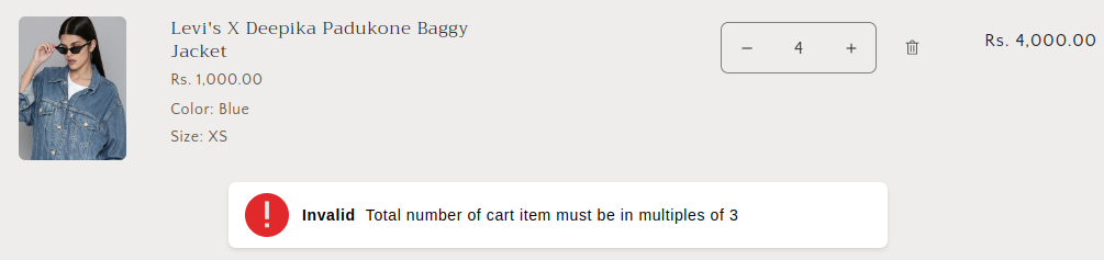 Shopify Cart Multiple Total Message