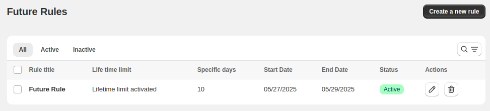 Future Rule in Shopify Cart