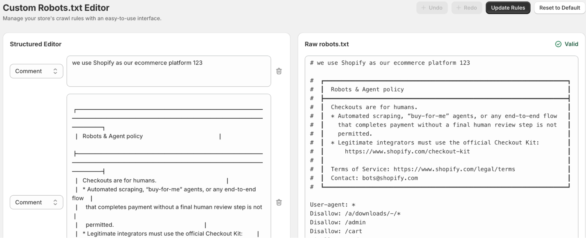 mit custom robotstxt rules dashboard overview