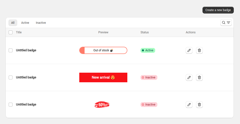 Create a badge in Shopify