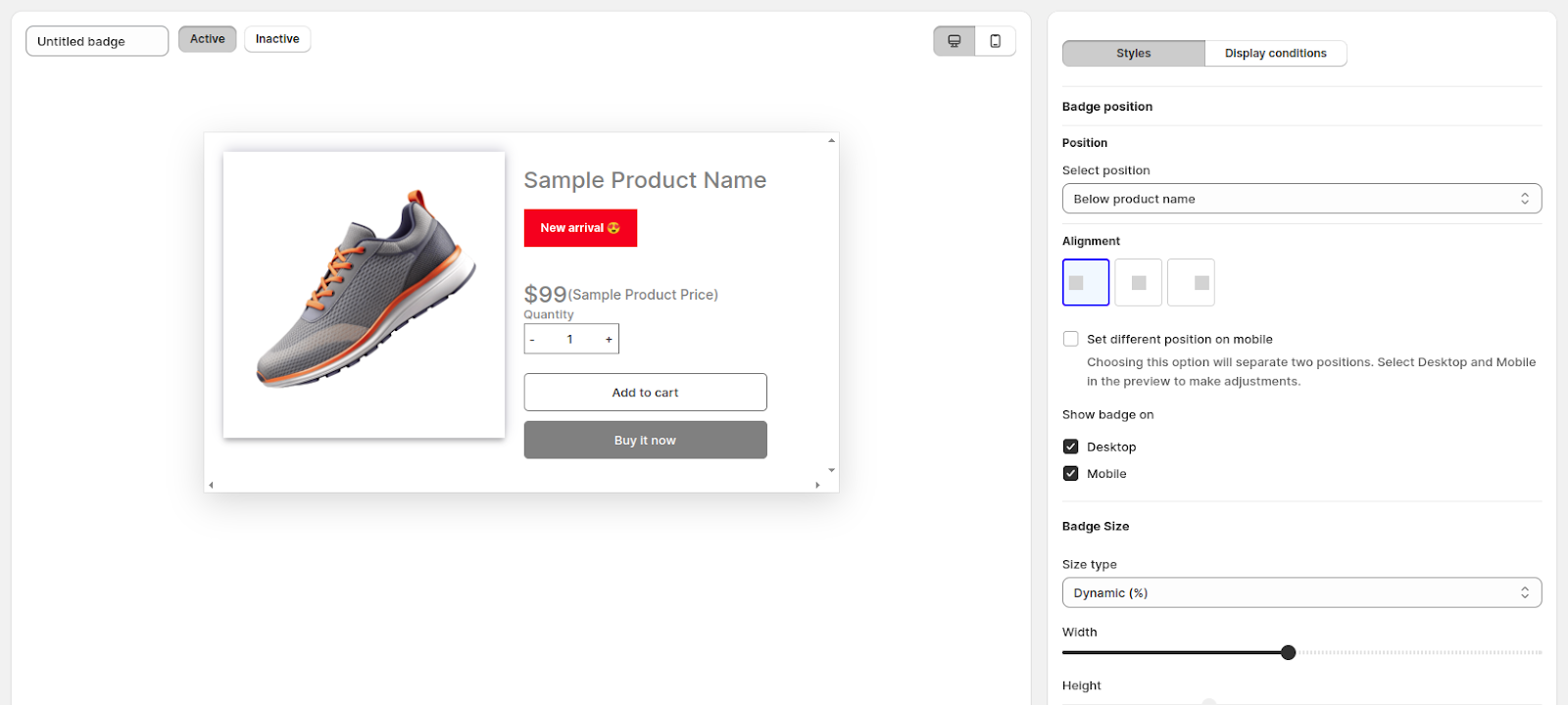 Text based badges in Shopify