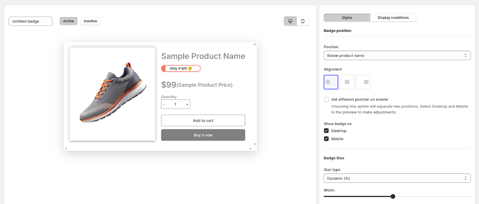 Create inventory based badge in Shopify