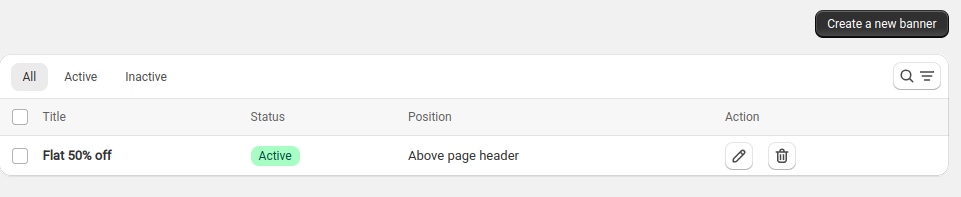 Create a new banner in Shopify