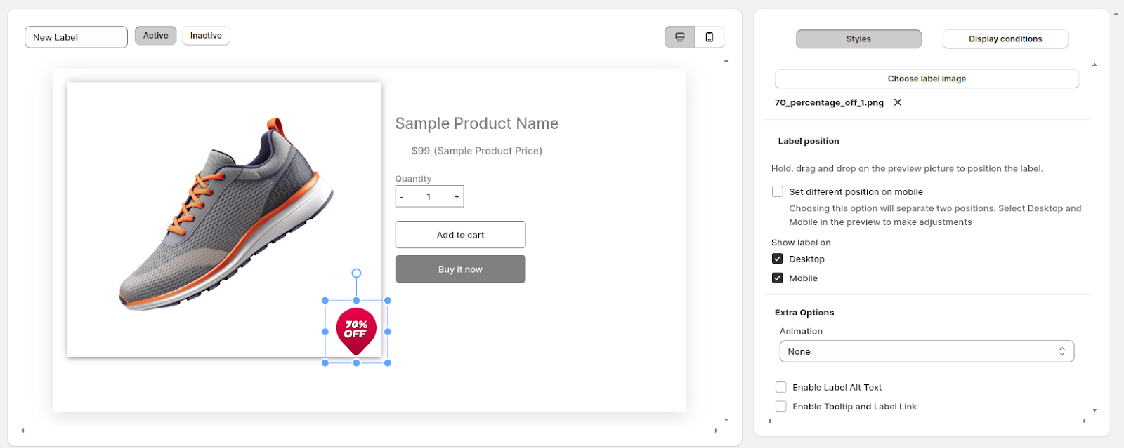 Create labels using mit product badges and labels app