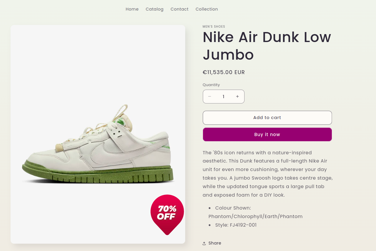 Product label on frontend