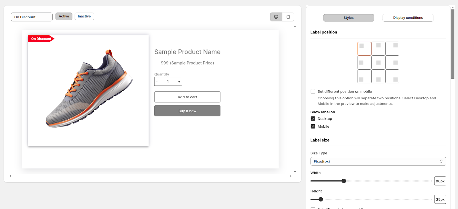 Create text based labels in Shopify