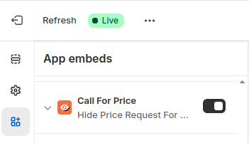 Enable Call for price app from Shopify admin