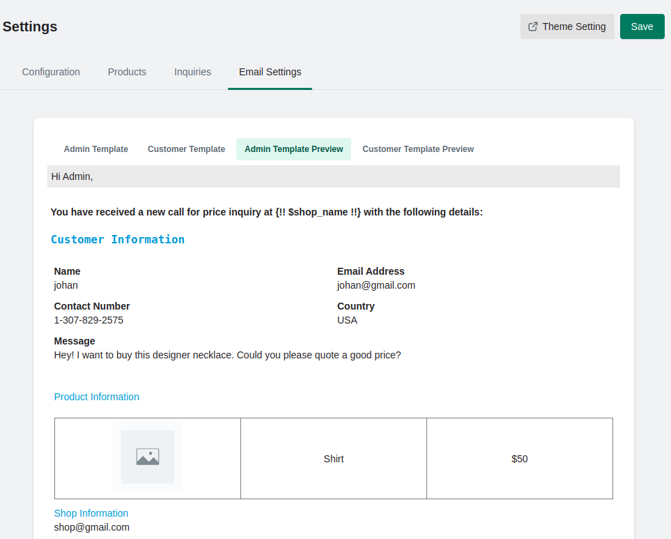 preview admin email notification template
