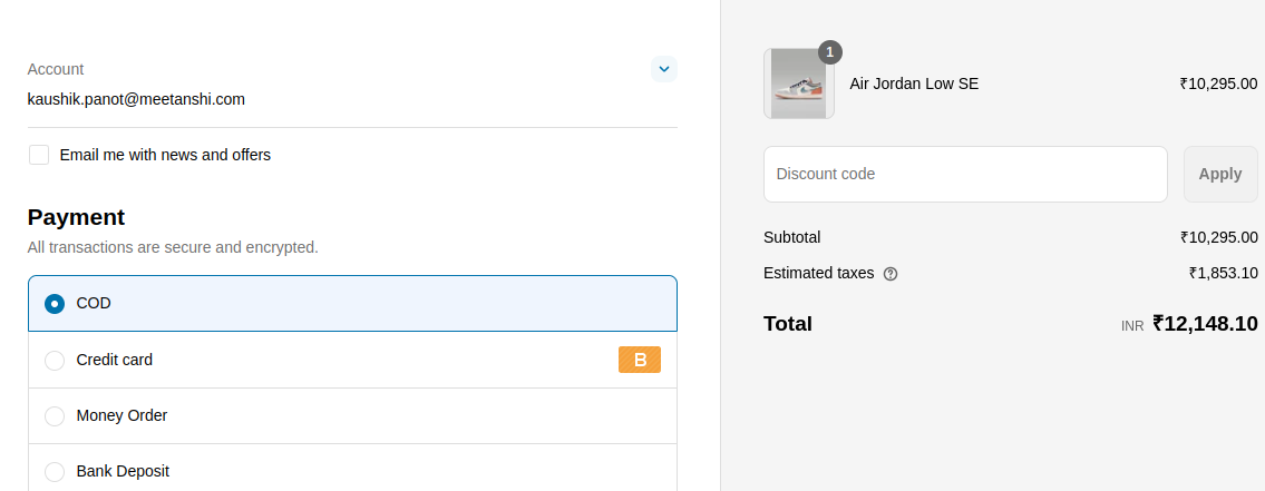 Shopify checkout with custom payment method for a spefic customer group
