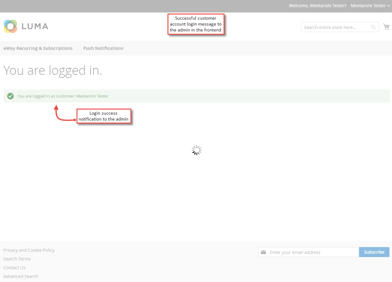 10. Login as Customer Message to the Admin