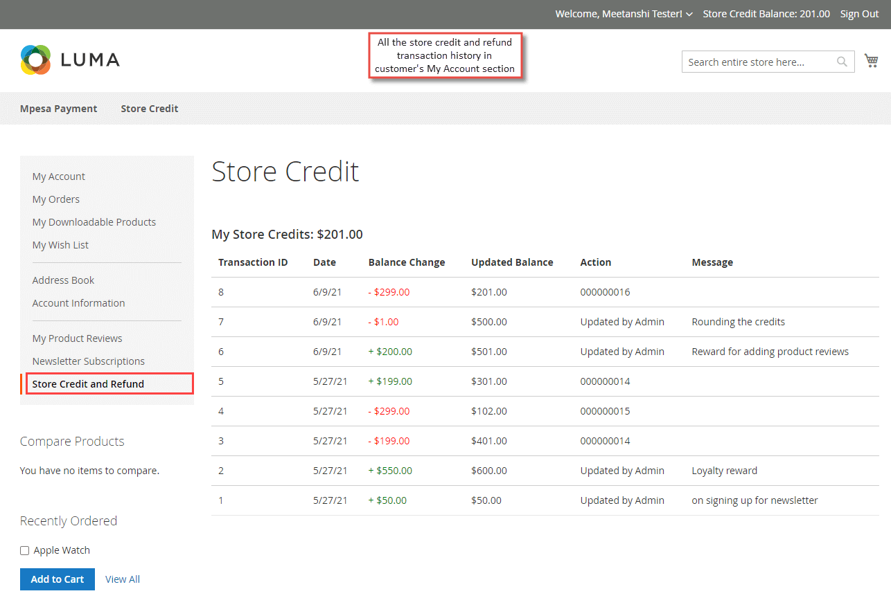 12. Store Credit and Refund Tab Details