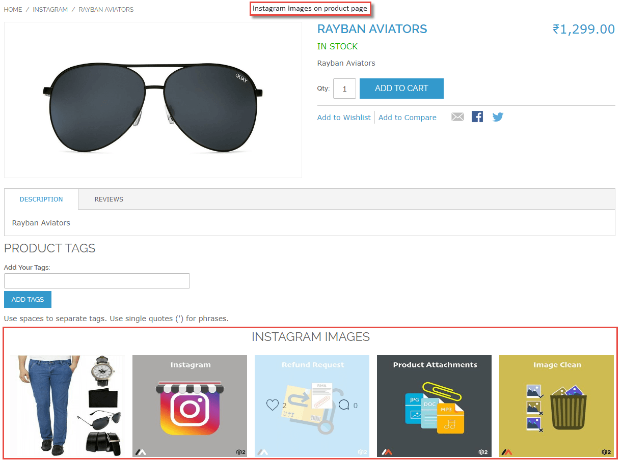 13. Instagram Images on Product Page