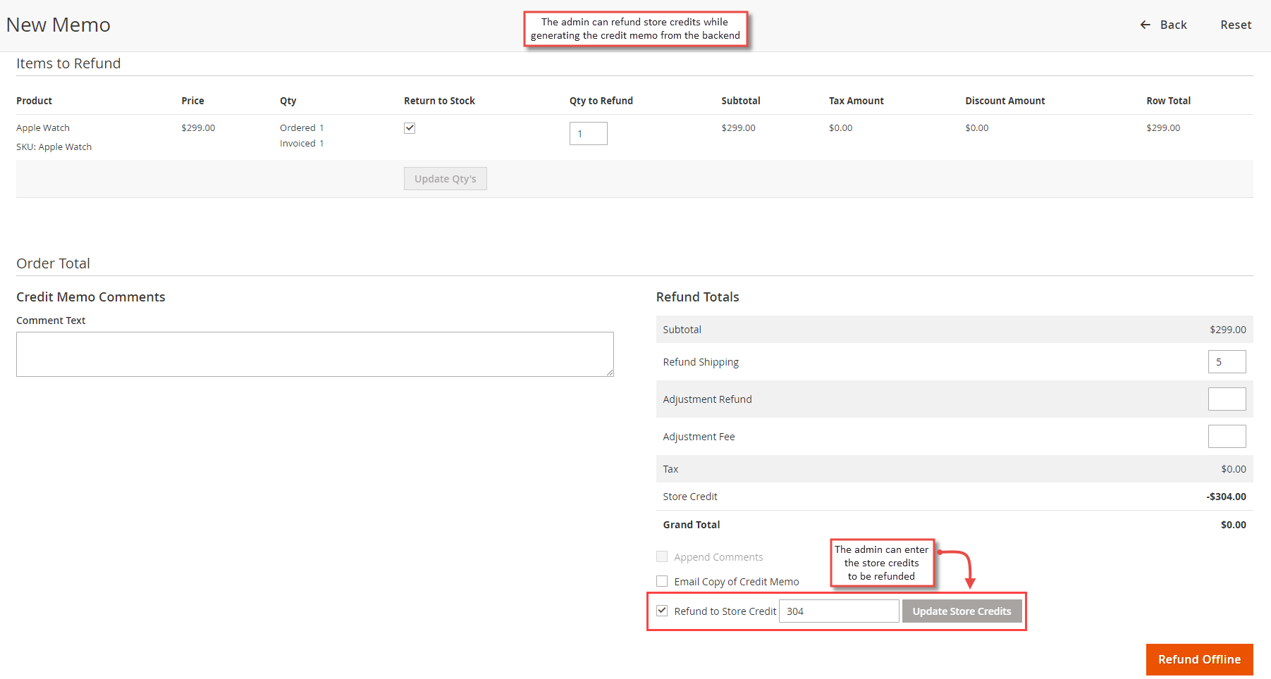 14. Refunding Store Credits While Creating Credit Memo