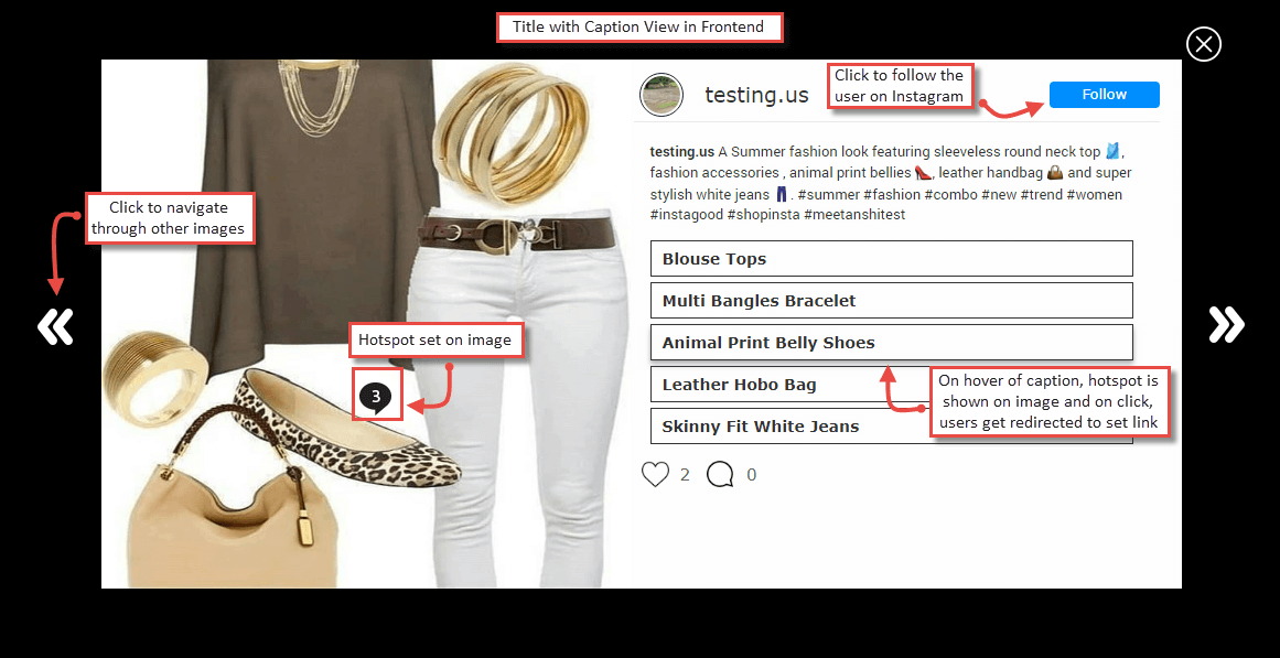 16. Title with Cption View in Frontend