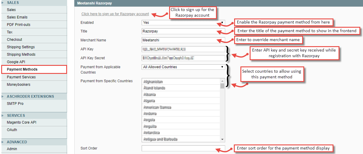 1. Configuration M1 Razorpay Payments