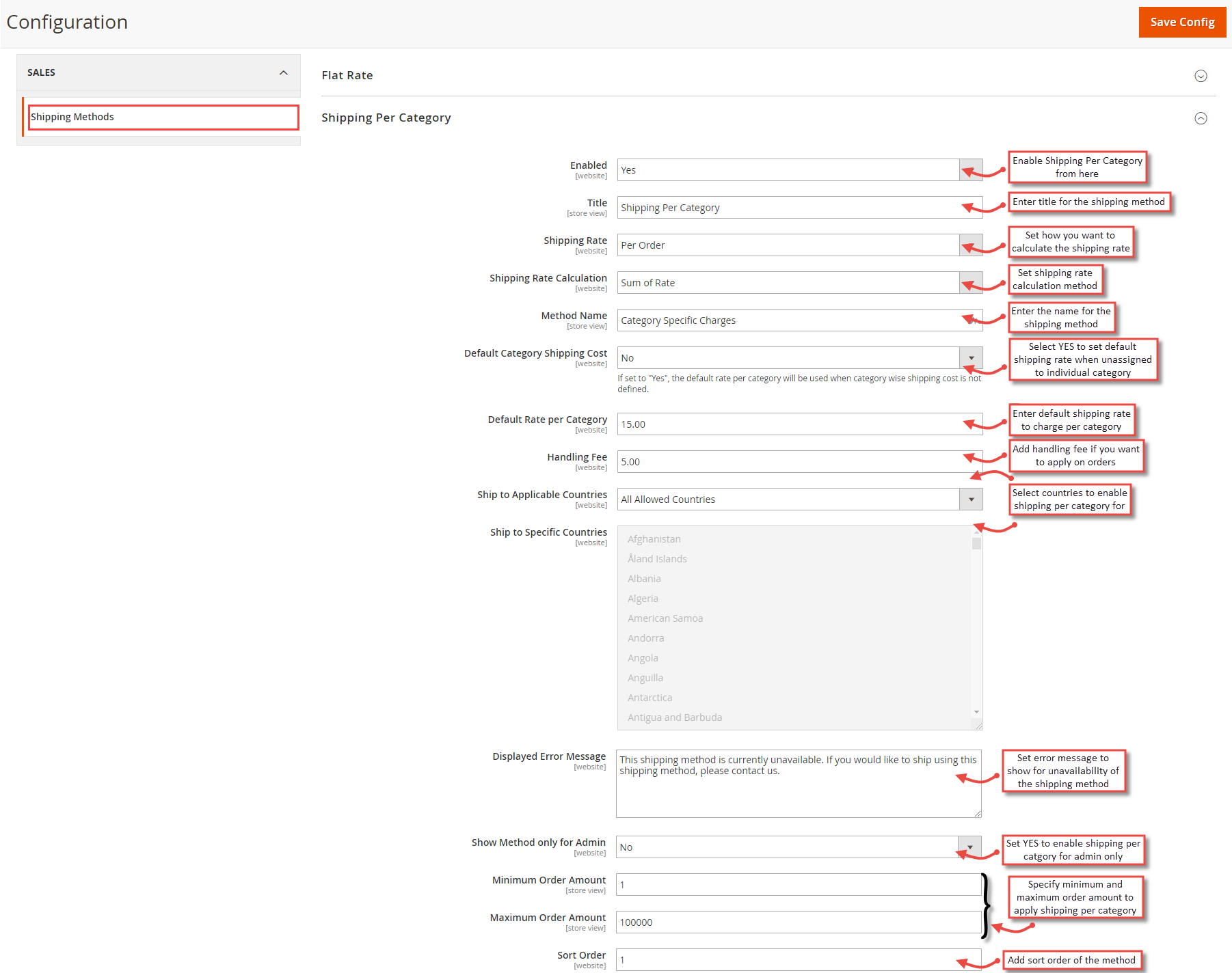 1. Configuration M2 Shipping Per Category