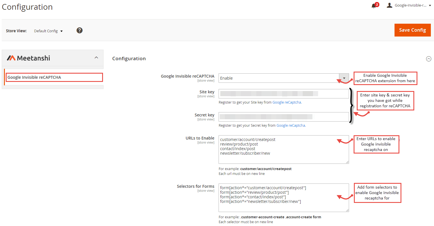 Google reCAPTCHA on pages and forms