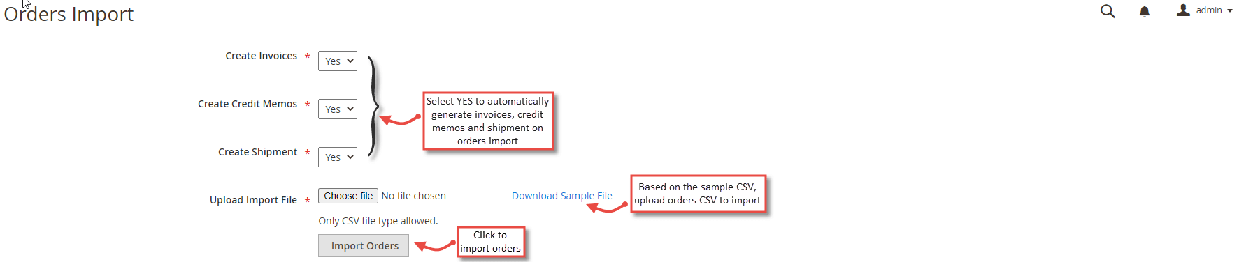 3. Import Orders using CSV