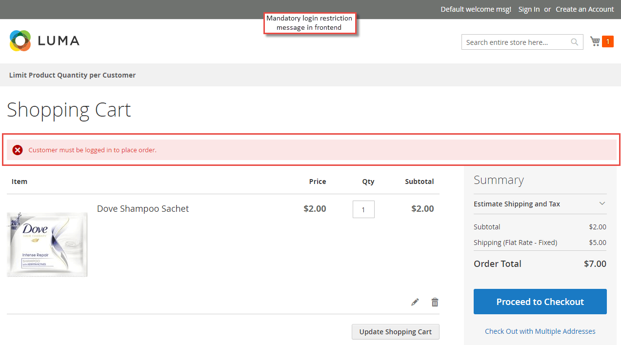 3. Mandatory Login Restriction Message