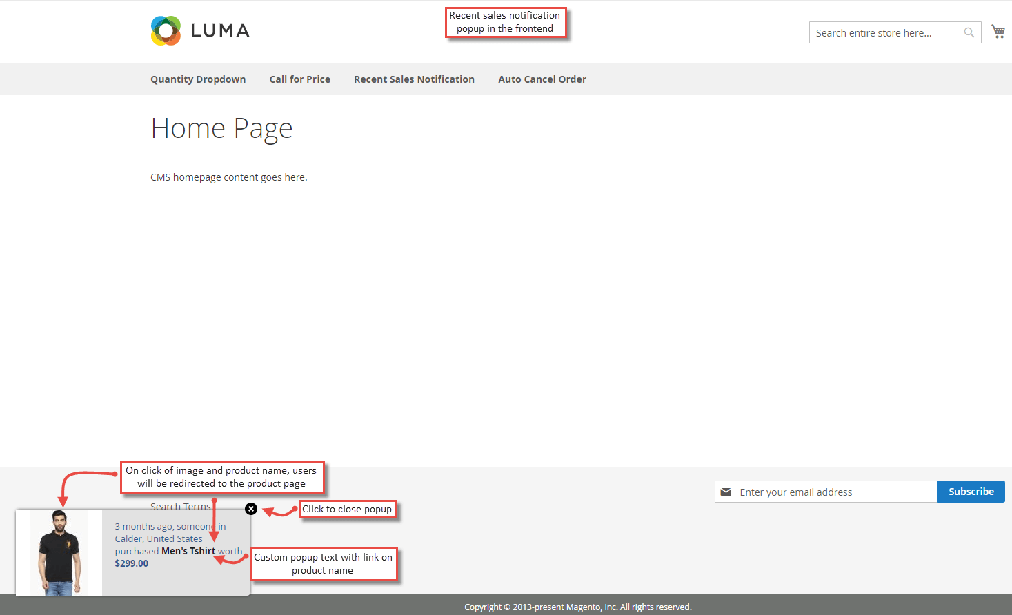 3. Recent Sales Notification Popup in Frontend
