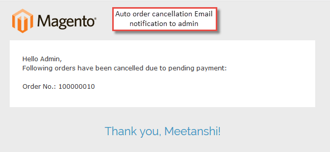 4. Auto Cancel Order Email to Admin