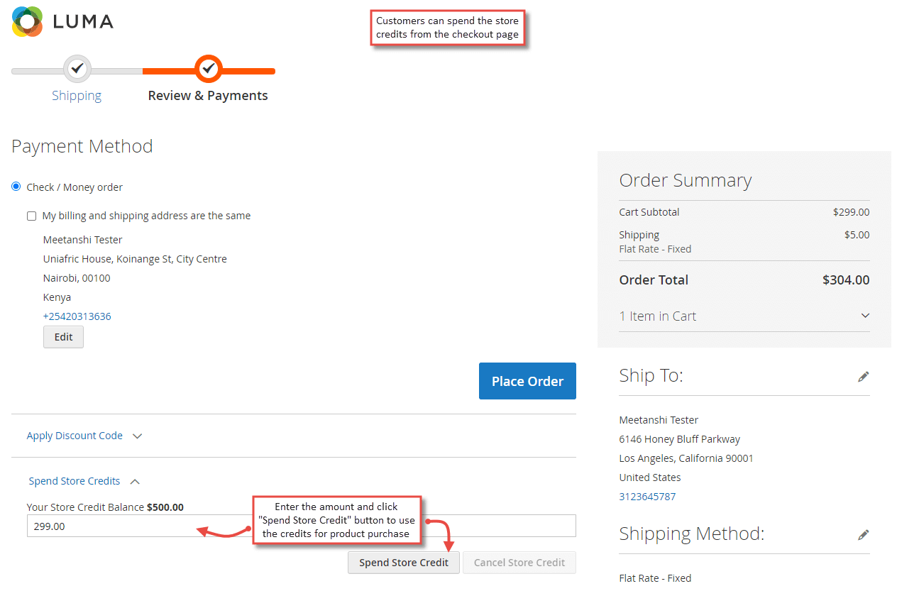 9. Spending Store Credit on Checkout Page