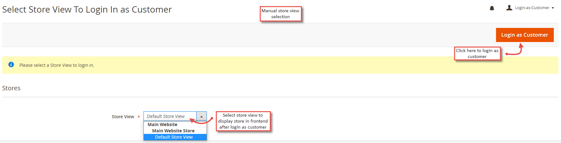 9. Manual Store View Selection While Login as Customer