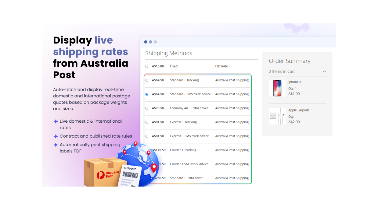 Display autralia post rates in Magento 2