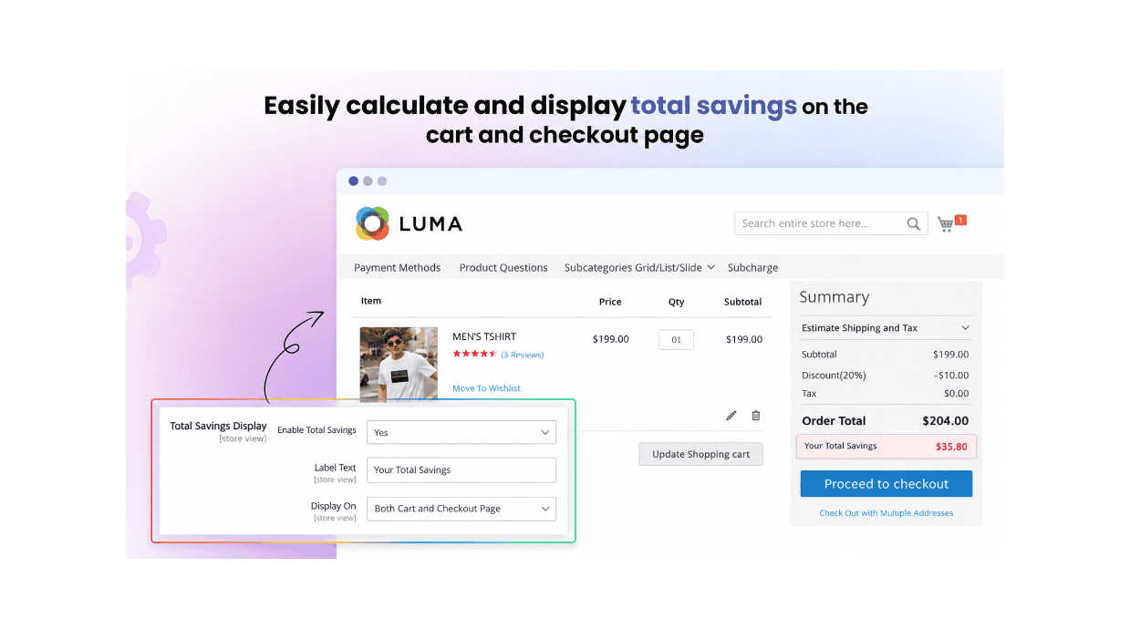 Easily calculate and display total savings in Magento 2