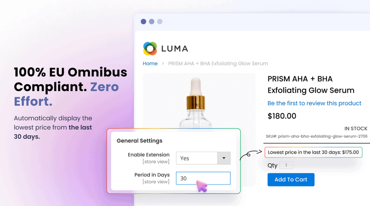 Magento 2 Omnibus price tracker - last 30d lowest price