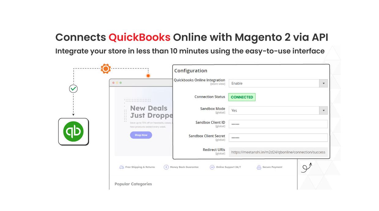 1. Configure extension to connect Magento to Quickbooks 1. Configure extension to connect Magento to Quickbooks