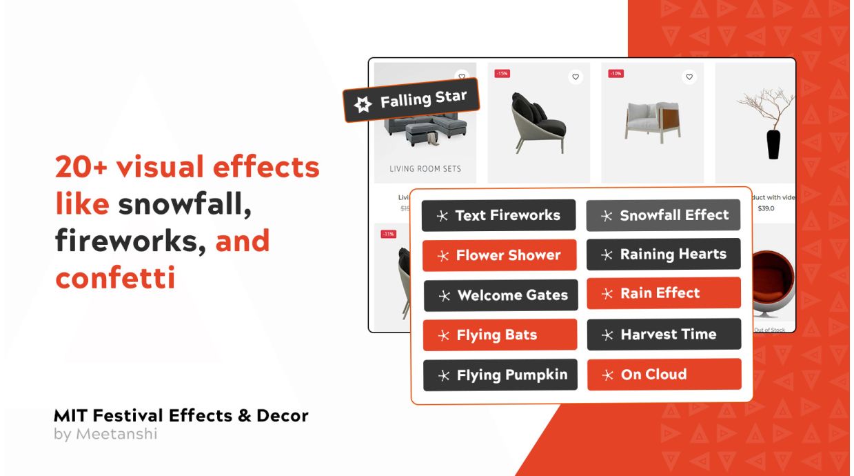 1. Add visual festive effects like snowfall to your store 1. Add visual festive effects like snowfall to your store