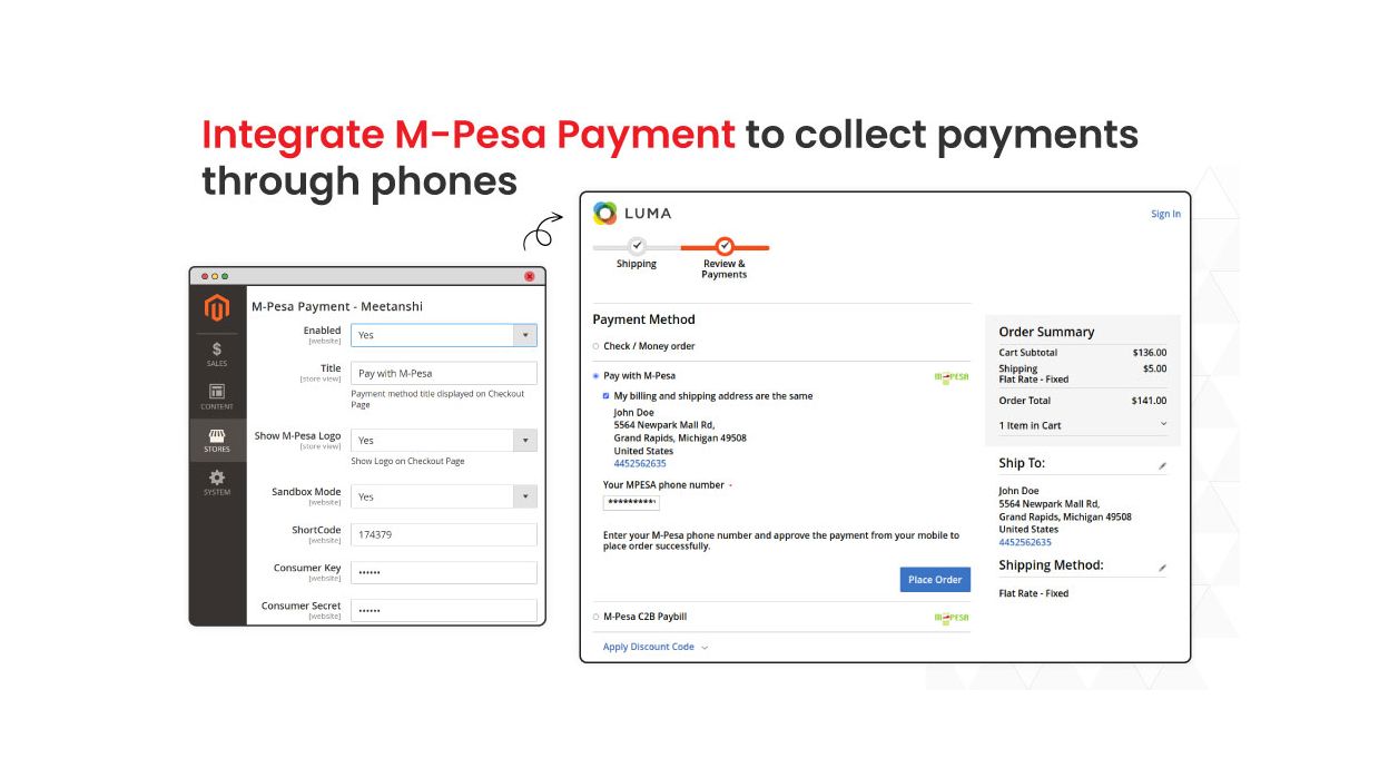 1. Integrate M-Pesa Payment to collect payments through phones 
