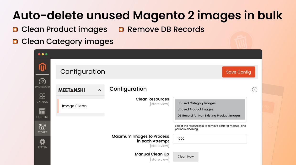 Magento 2 Image clean extnesion configuration